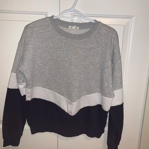 white/grey/navy crew neck sweater by Garage
